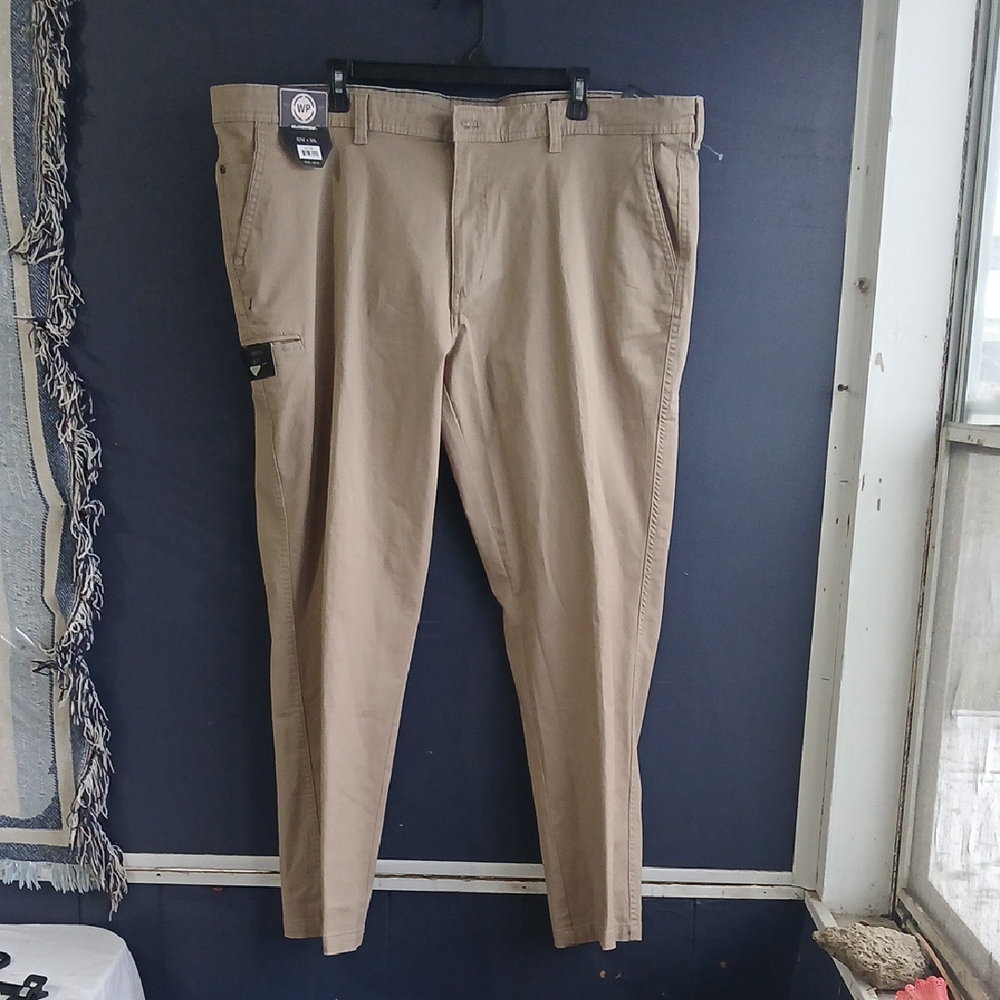 Weatherproof Men's Khaki Straight Utility Pants Cell Phone Pocket Size 42x30